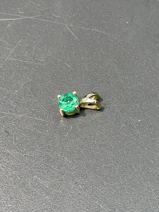 14K Gold Emerald Charm