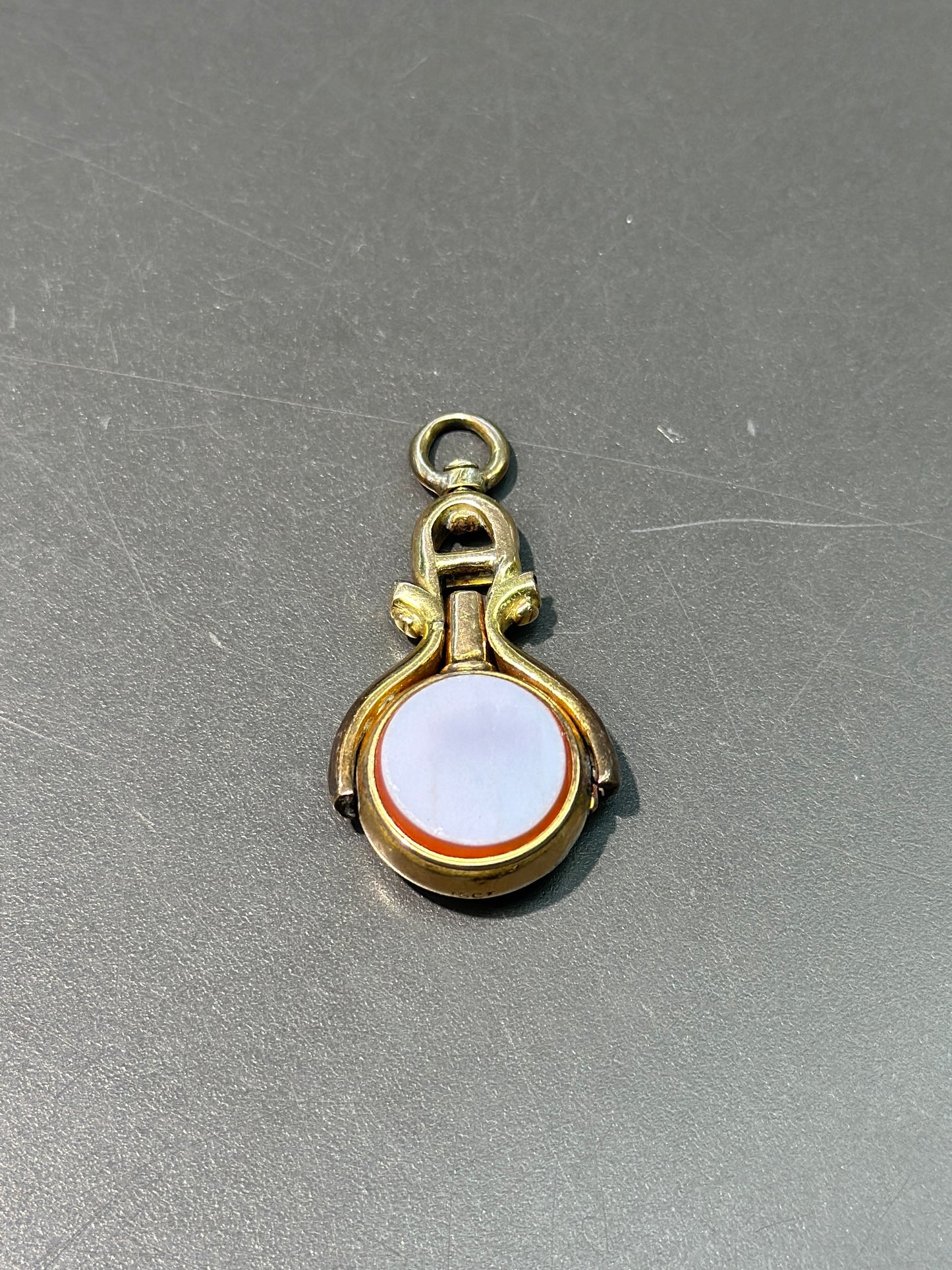 维多利亚风格 15CT 黄金硬石字母“RA”“AR”怀表钥匙吊坠