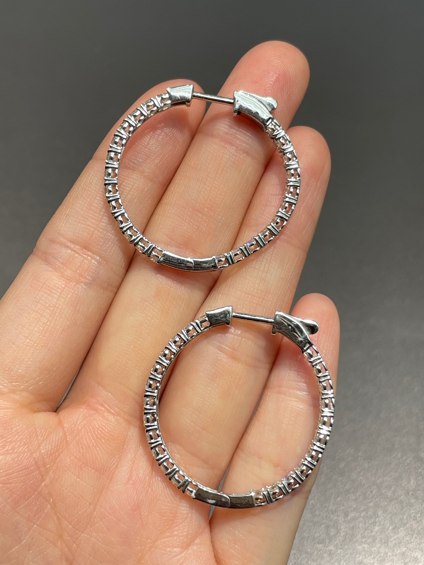 Platinum 4.0 CTW Diamond 30.0 mm Inside Out Hoop Earring
