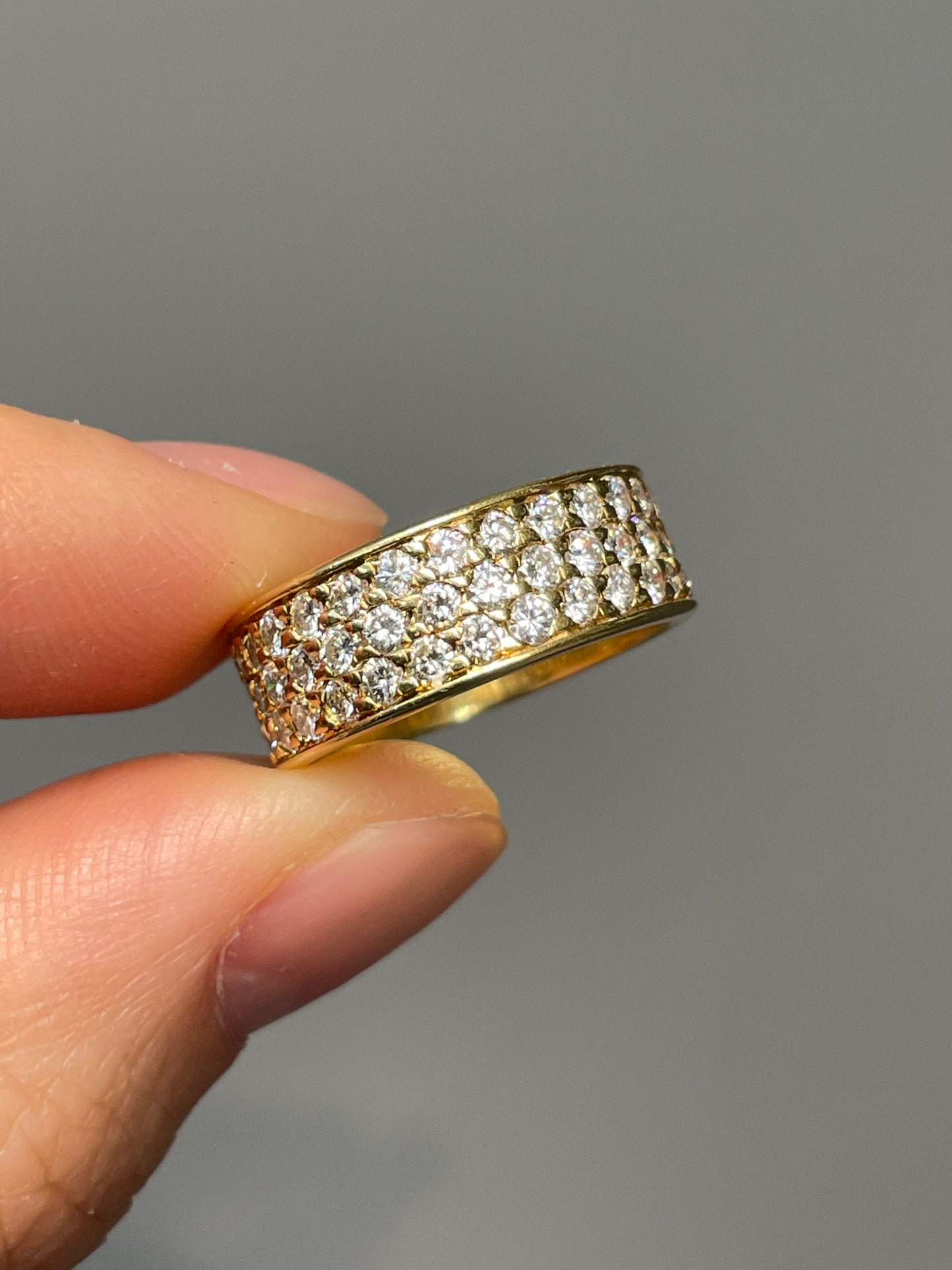 Vintage French 18K Gold 1.35 CTW Pave Set Diamond Ring