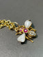 Antique 18K Gold 0.05 CTW Diamond Ruby Bee Charm