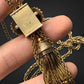 Antique Victorian 14K Gold Enamel Slider Tassel Longuard Chain