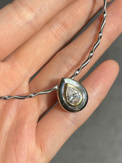 14K Gold 1.05 CTW Pear Shaped Diamond Collar Necklace