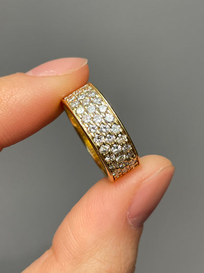 Vintage French 18K Gold 1.35 CTW Pave Set Diamond Ring