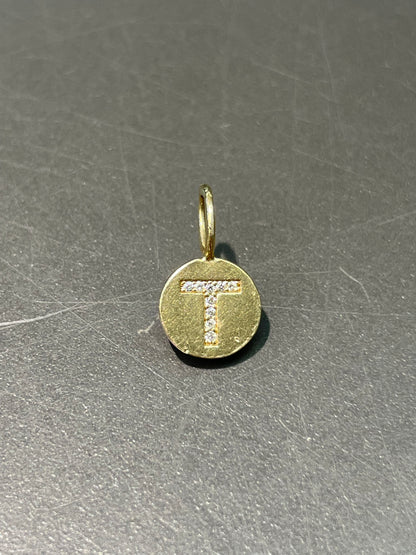 14K Yellow Gold Diamond Letter Charm
