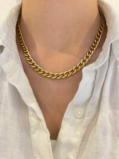 18K Two-Tone Diamond Curblink Chain Necklace