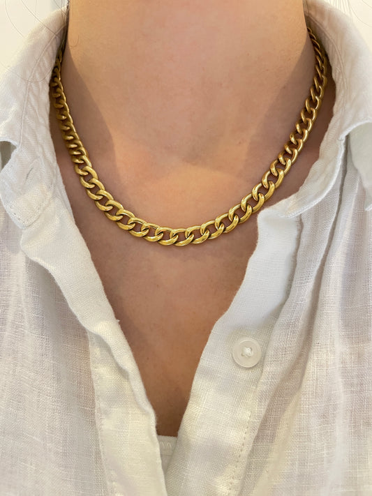 18K Two-Tone Diamond Curblink Chain Necklace