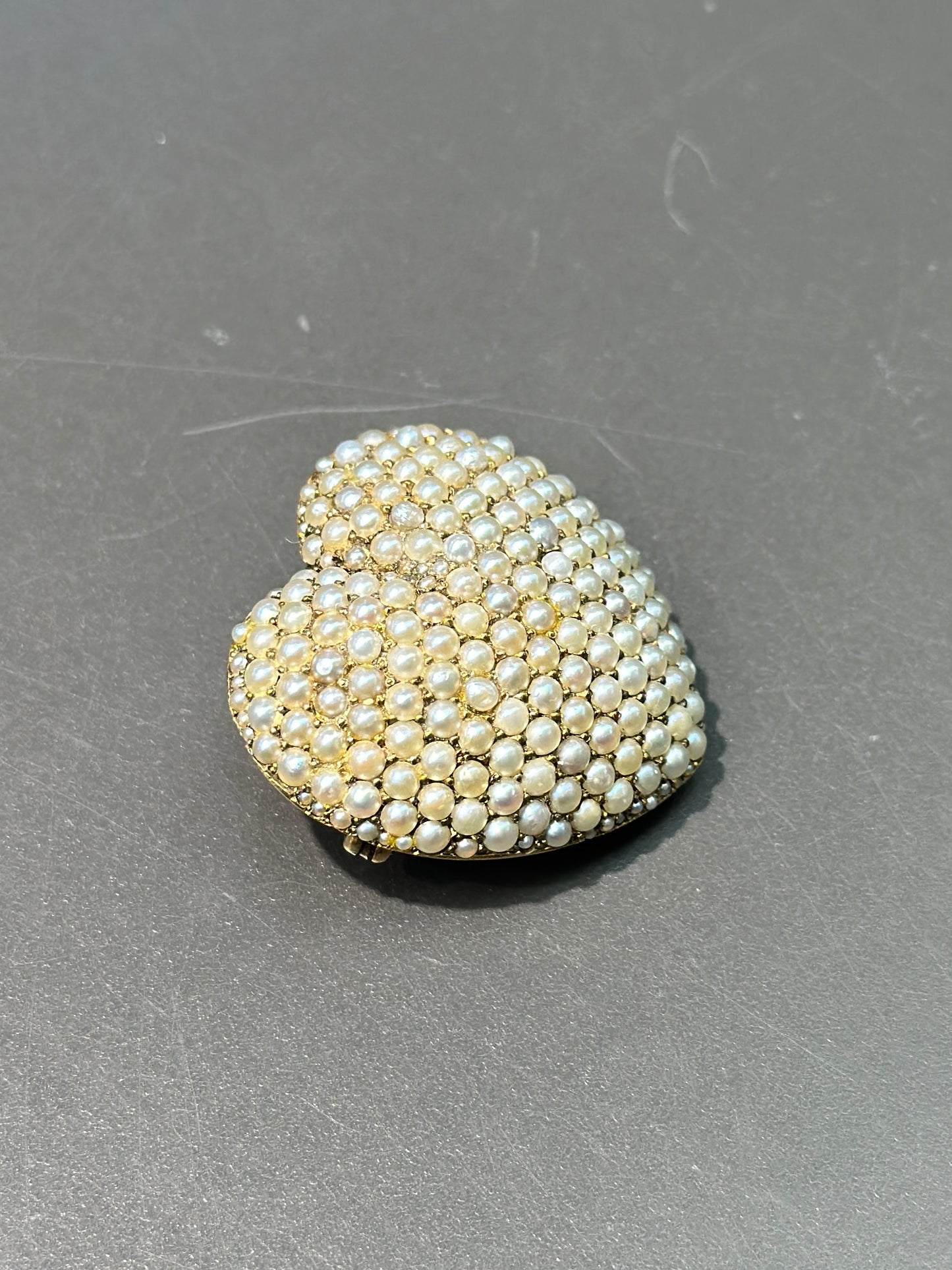 Victorian 14K Gold Seed Pearl Cluster Pendant Brooch