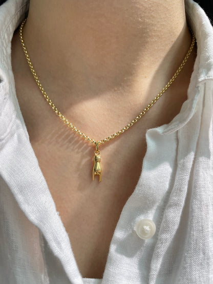 Vintage 18K Gold Rock and Roll Hand Charm