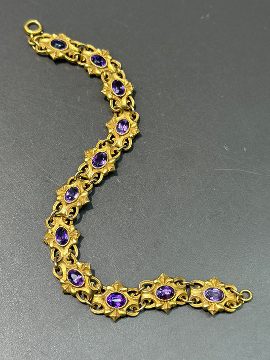 Art Nouveau Dreher & Son, E.A. 14K Gold Amethyst Bracelet