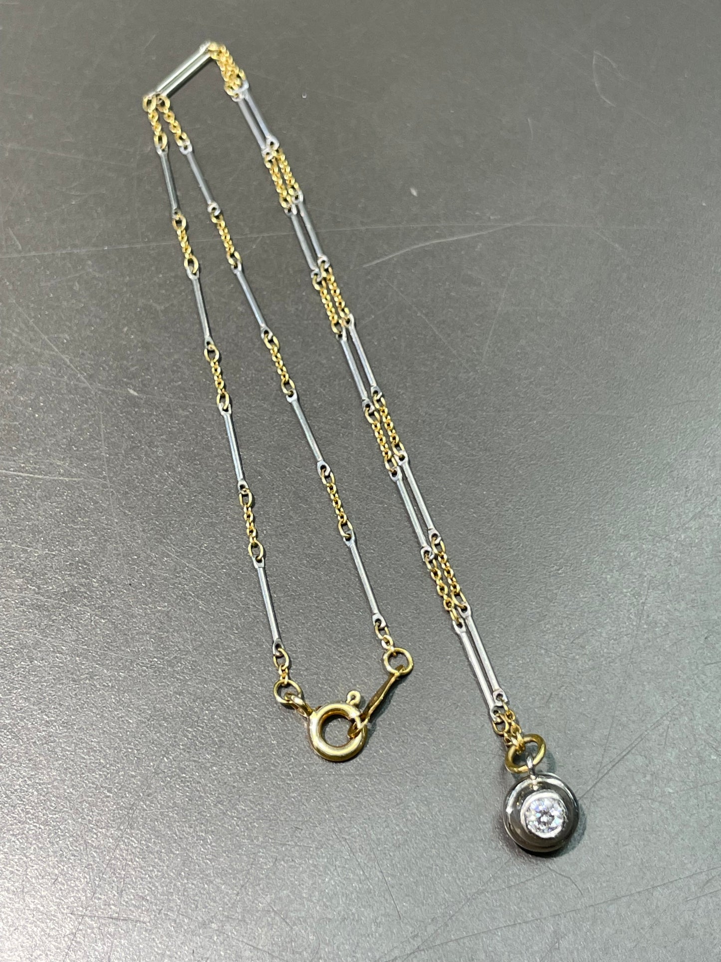 18K Gold Platinum 0.30 CTW Diamond Natural Sapphire Flip Pendant Necklace