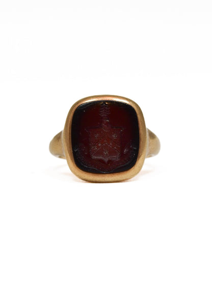 Antique 14K Yellow Gold Carnelian Intaglio Signet Ring