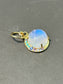 18K Yellow Gold Moonstone Turquoise Sapphire Crescent Charm