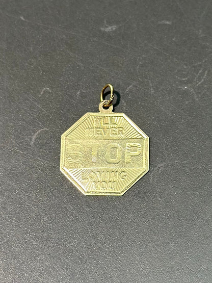 复古 14K 金“我永远不会停止爱你”吊坠