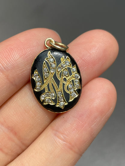 Antique J.E. Caldwell 18K Gold Diamond "M" Monogram Charm
