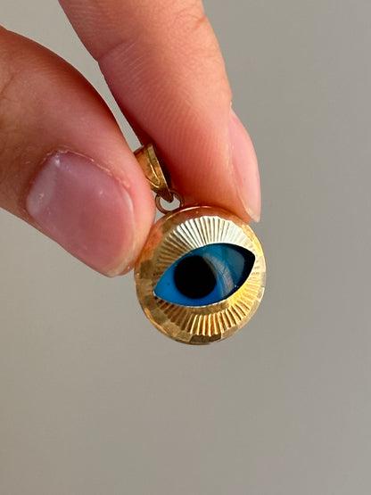 14K 金邪眼吊坠