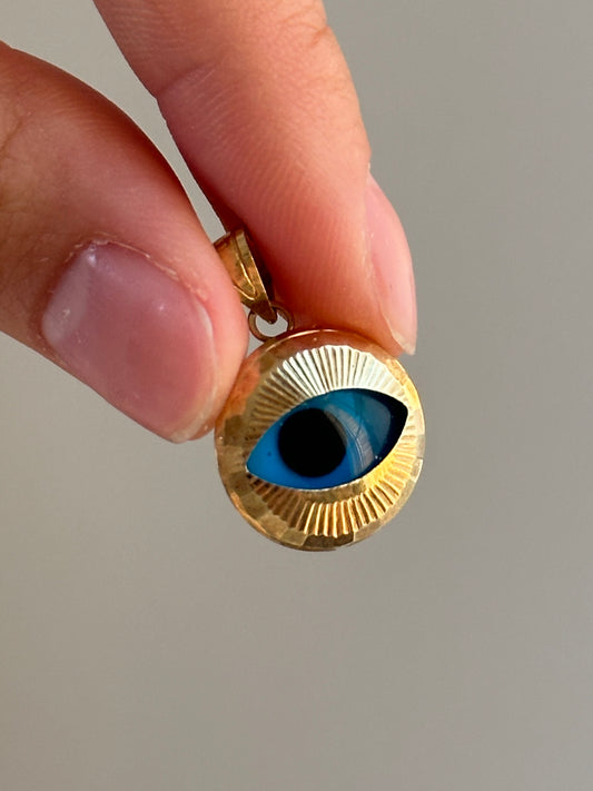 14K 金邪眼吊坠