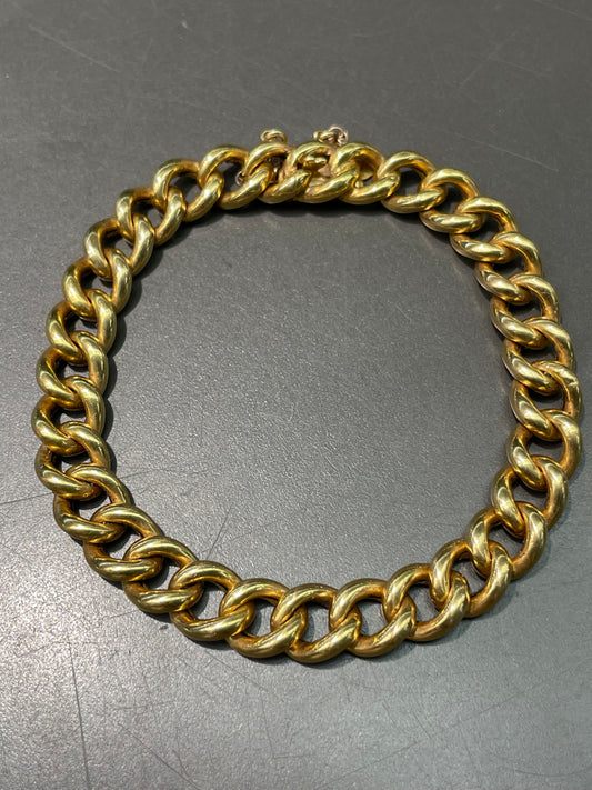 Antique 14K Yellow Gold 9.0 mm Puffy Curb Link Bracelet