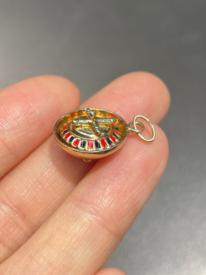 Vintage 14K Gold Spinning Roulette Wheel Enamel Charm