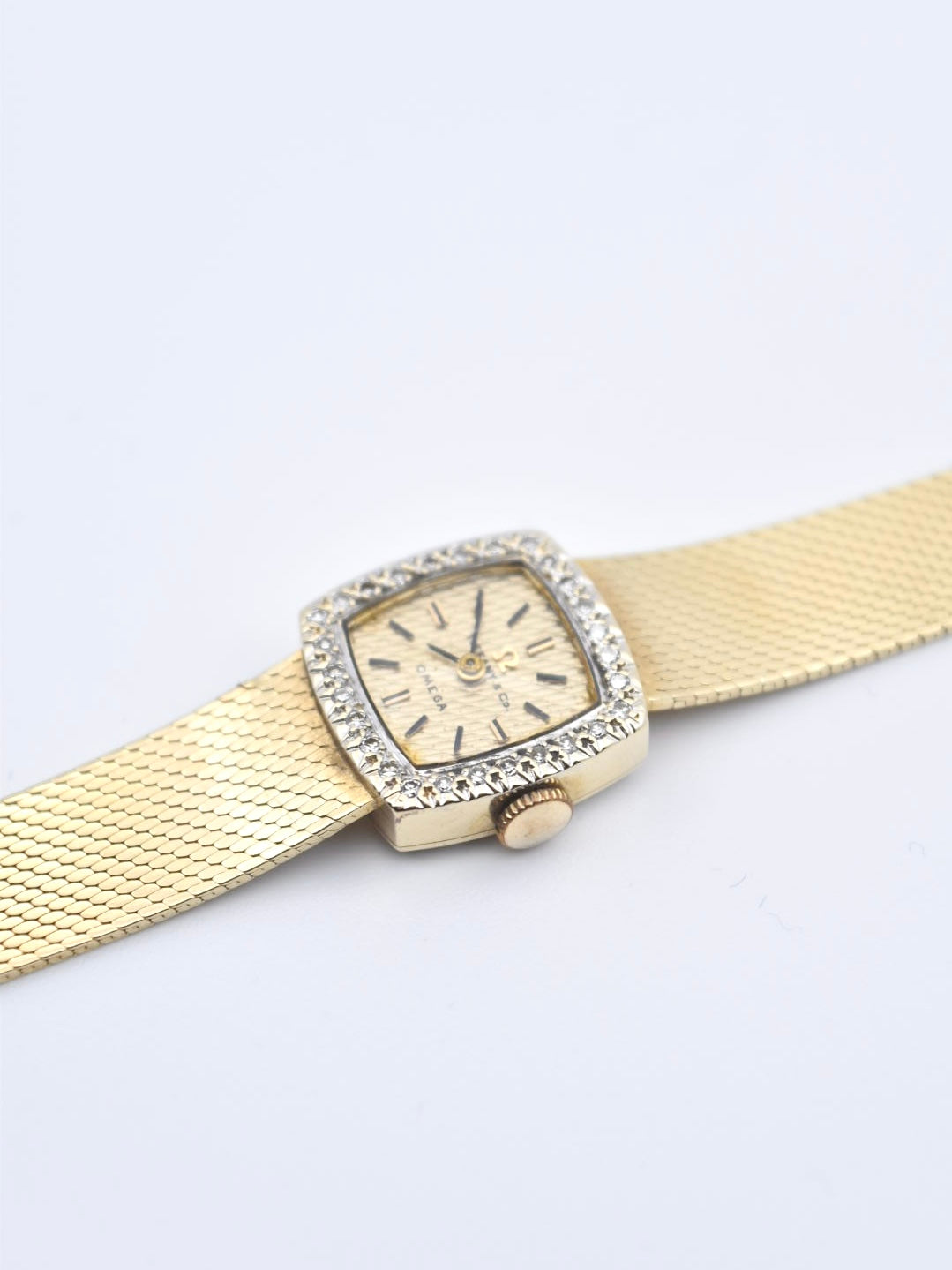 Vintage 14K Gold Omega Retailed by Tiffany & Co. Diamond Wrist Watch