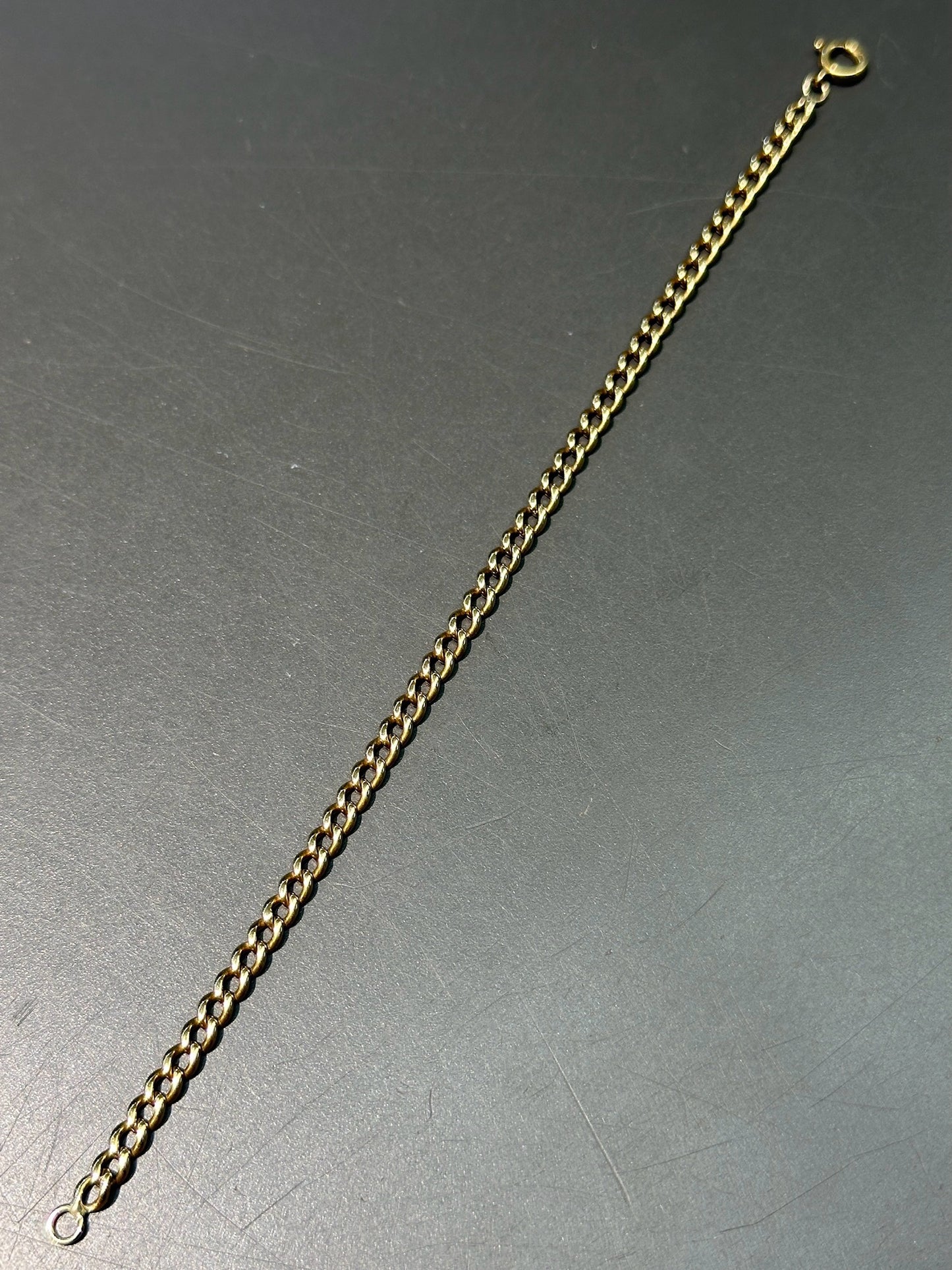 复古 18K 黄金实心链环手链