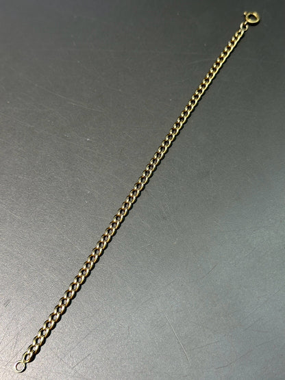 复古 18K 黄金实心链环手链