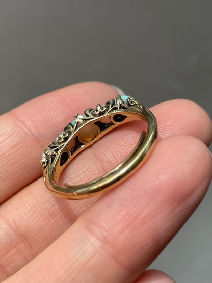 Antique Edwardian Five Stone Opal Diamond Ring