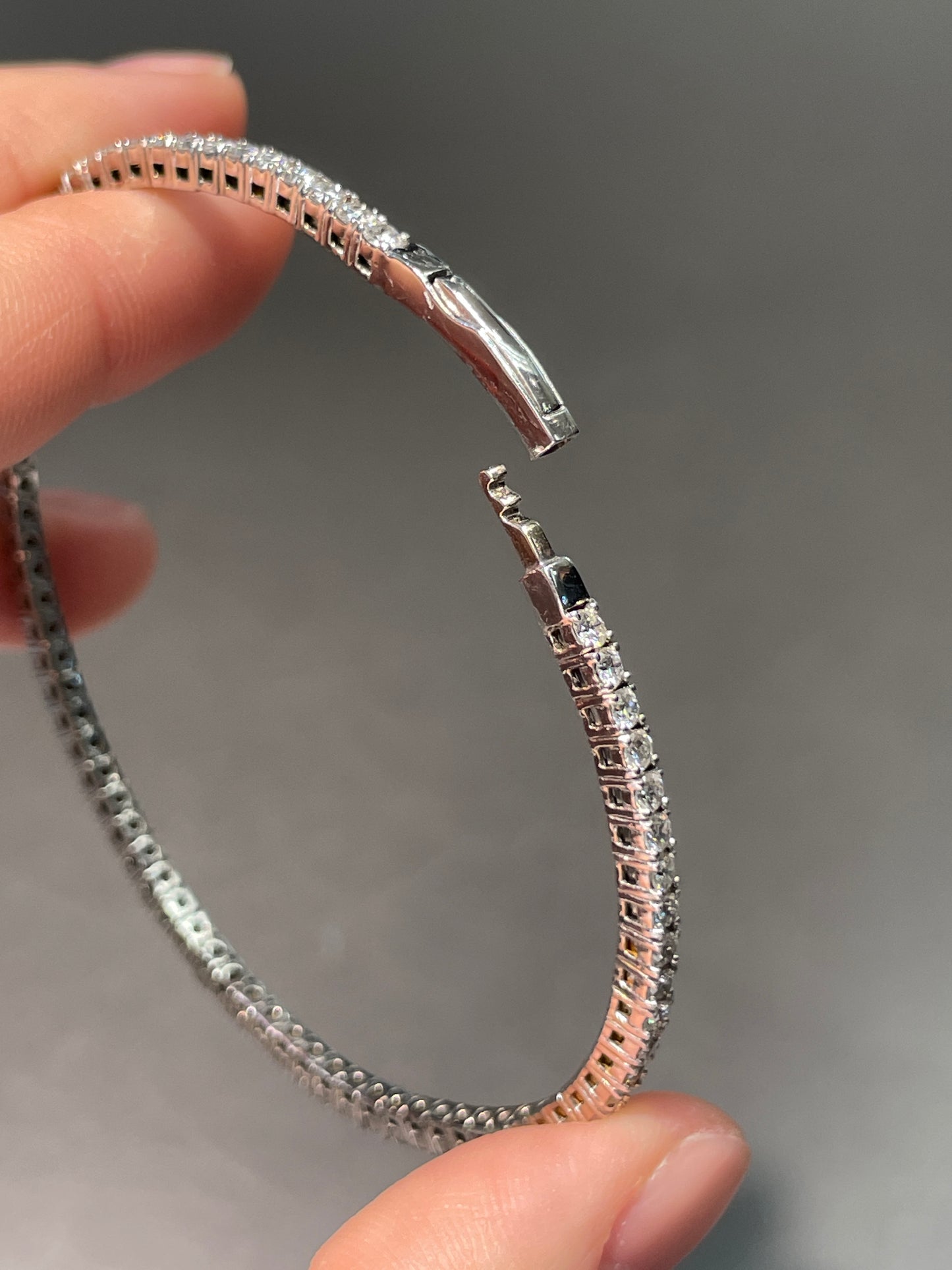 14K White Gold 2.60 CTW Diamond Flex Bangle Bracelet