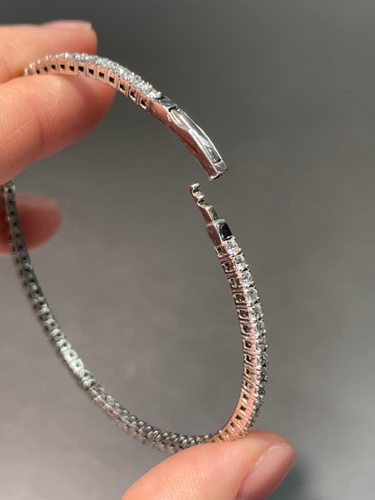 14K White Gold 2.60 CTW Diamond Flex Bangle Bracelet