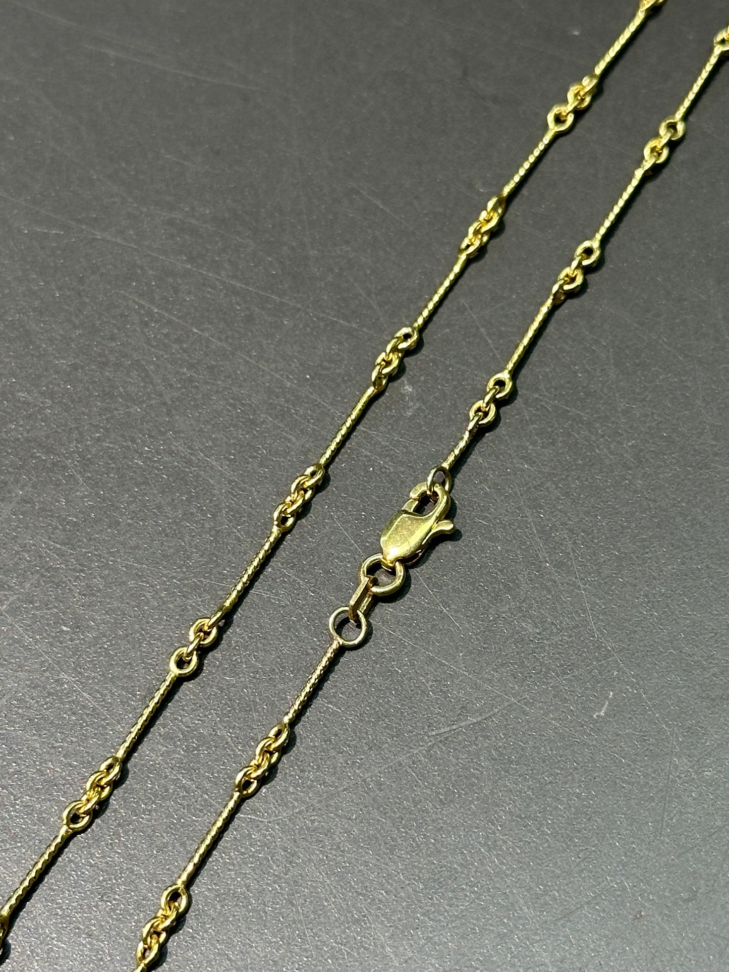 14K Gold Twisted Bar Link Chain Necklace