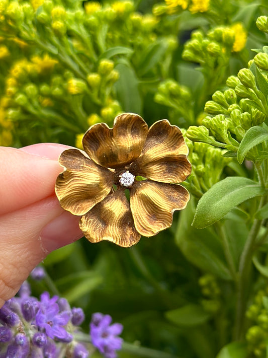 Art Nouveau Blank & Co., Henry 14K Flower Brooch Pendant