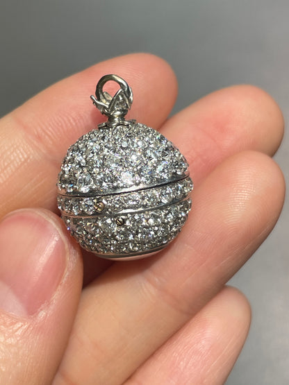 Antique Platinum 7.50 CTW Diamond Onyx Orb Watch Brooch