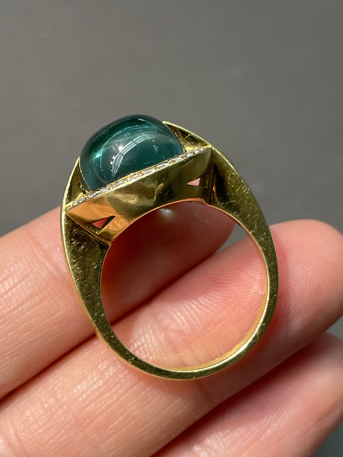 18K Gold 8.27 CTW Blue Tourmaline 0.34 CTW Diamond Halo Ring