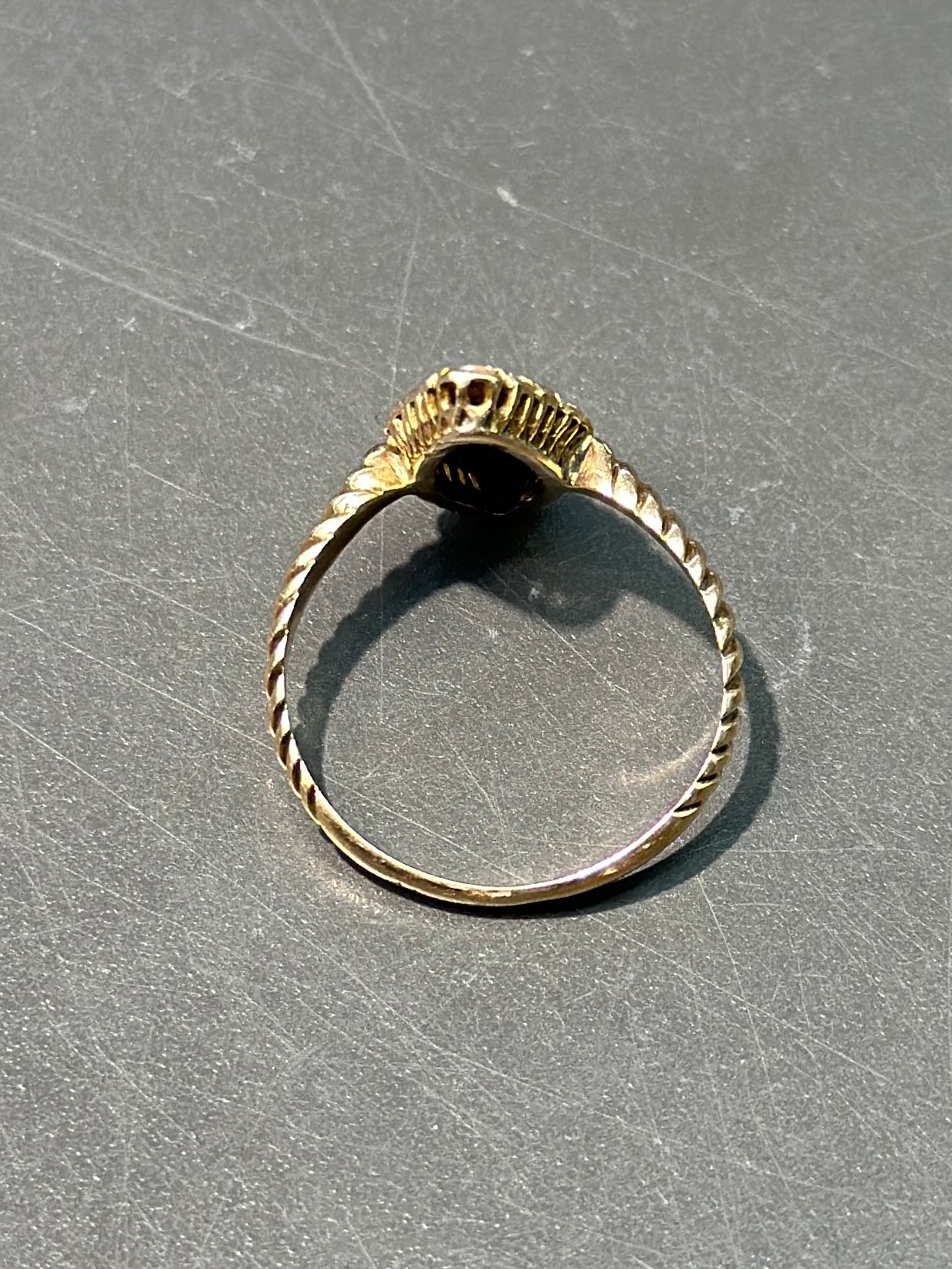 古董 14K 金蓝宝石种子珍珠三叶草戒指 尺寸 7