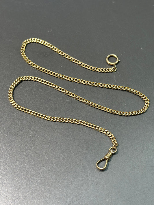 Art Deco 14K Gold Curb Link Watch Chain 16”