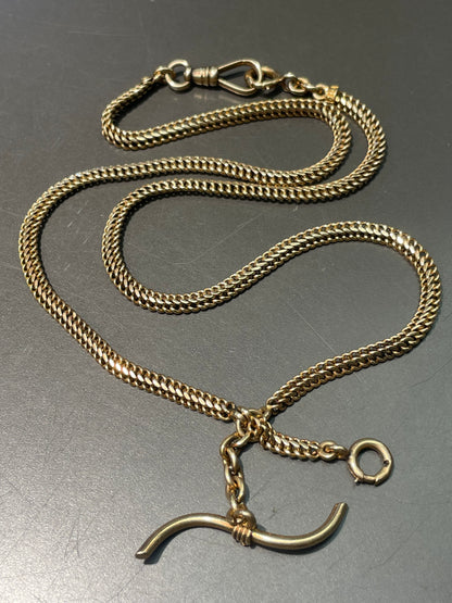Vintage 14K Yellow Gold Fancy Link Albert Watch Chain Necklace 20.25 inch