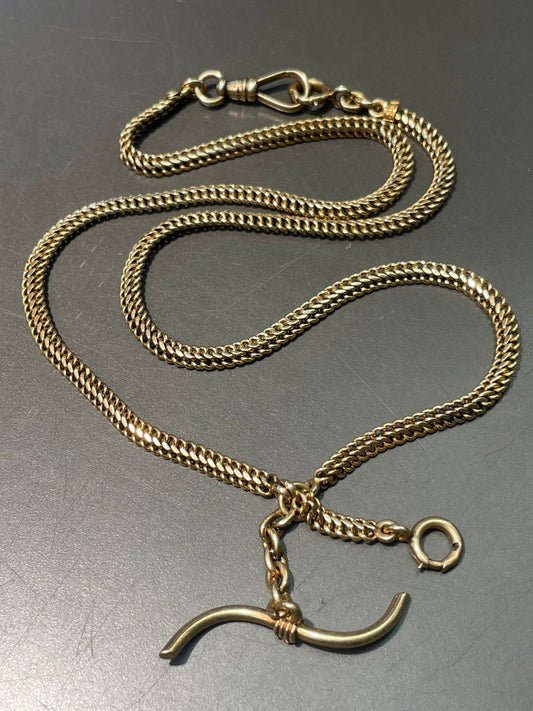 Vintage 14K Yellow Gold Fancy Link Albert Watch Chain 20.25 inch