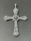 Pendentif Art Déco Platinum Seed Pearl et Diamond Cross