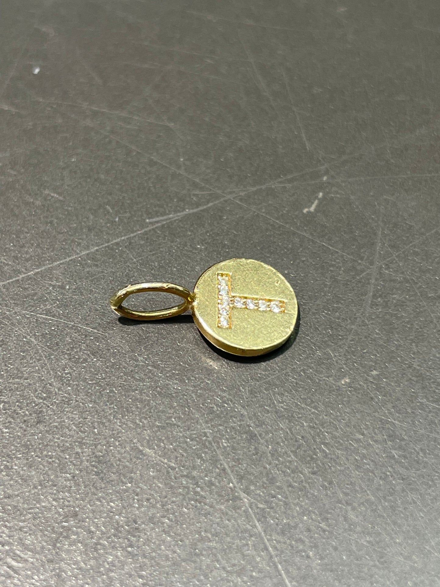 14K Yellow Gold Diamond Letter Charm