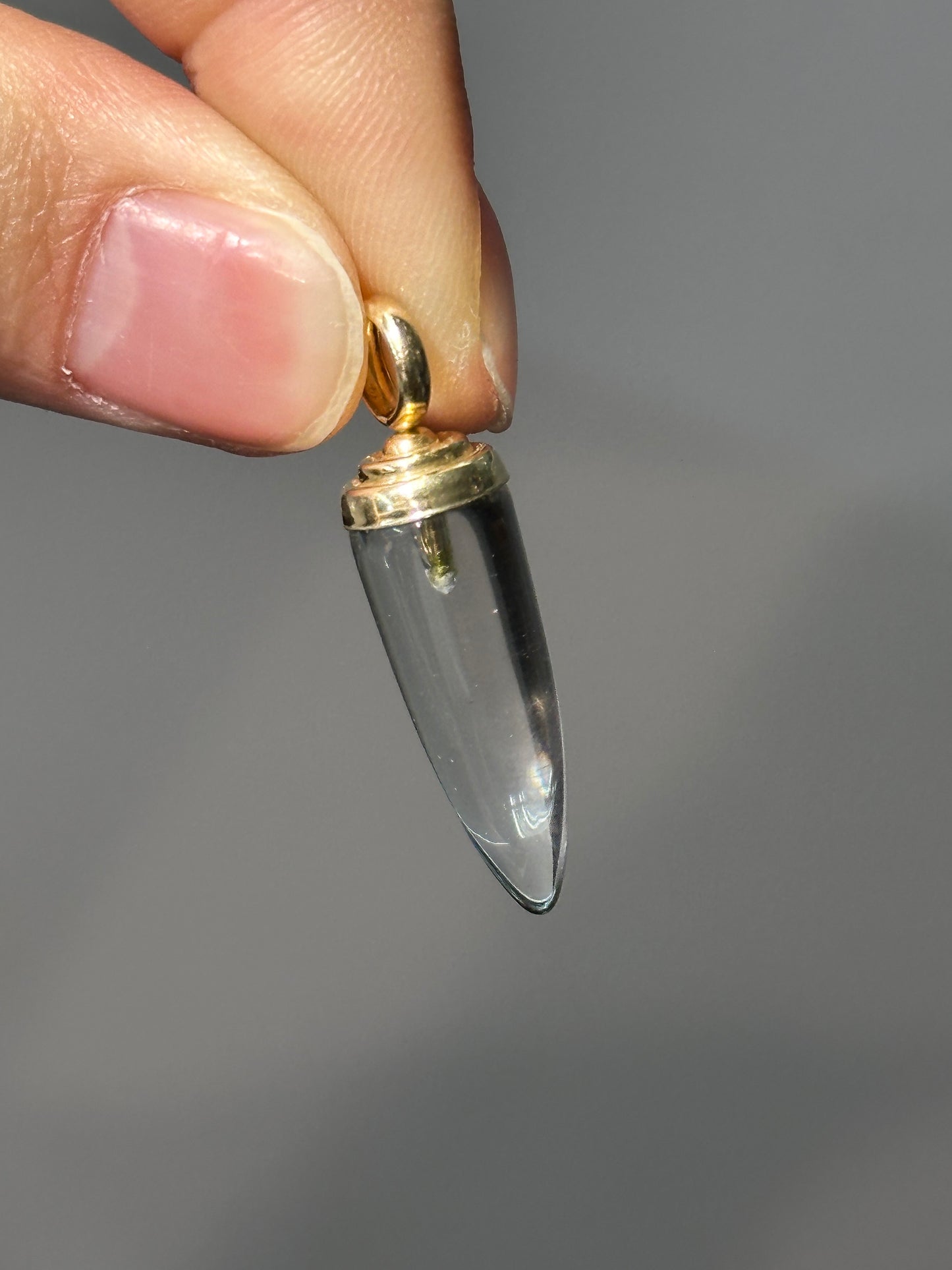 Vintage 14K White Quartz Pointed Pendant