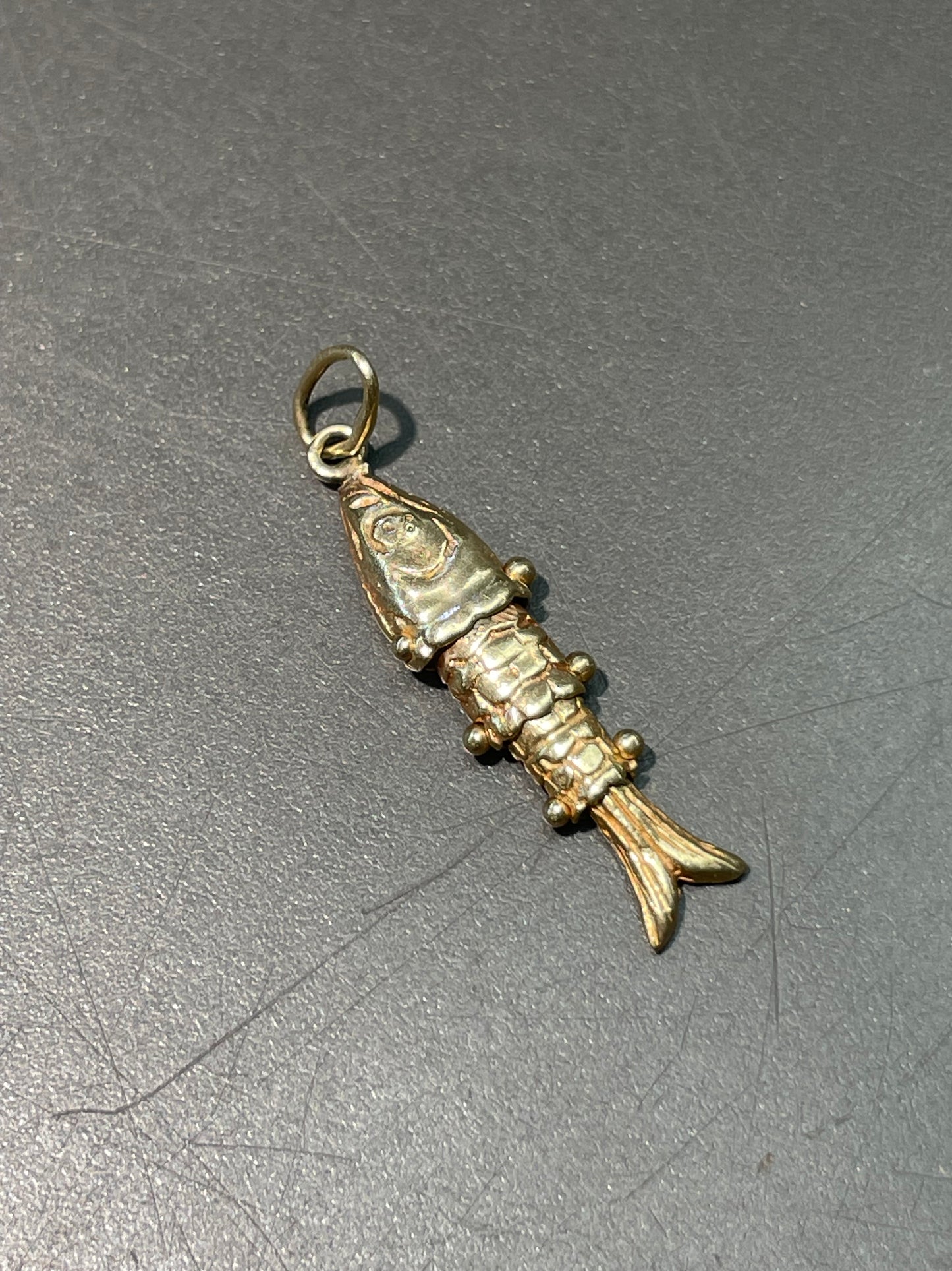 Vintage 14K Yellow Gold Articulating Fish Charm