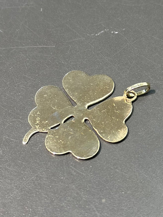 Vintage 14K Gold Large Clover Pendant