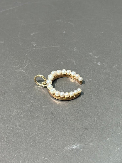 新艺术风格 14K 金珍珠马蹄吊坠