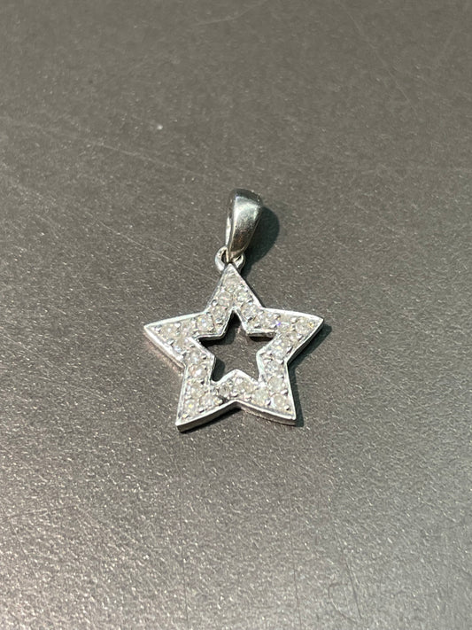 14K White Gold 0.30 CTW Diamond Star Charm