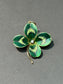 Art Nouveau 14K Gold Green Enamel Clover Pendant Charm