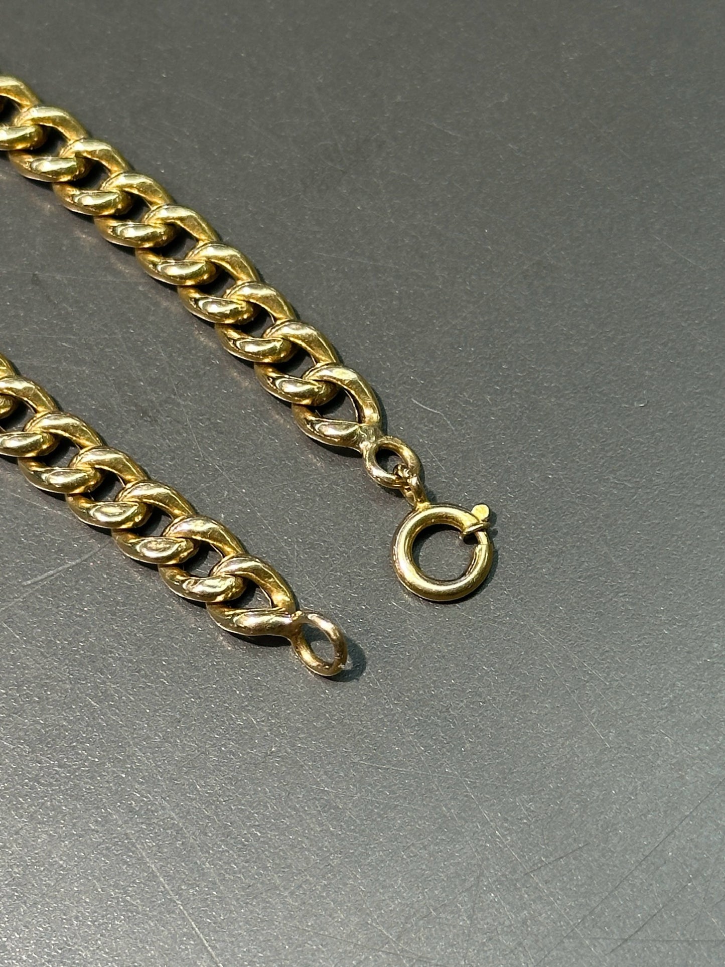 Vintage Portuguese 19K Yellow Gold Hollow Curb Link Bracelet