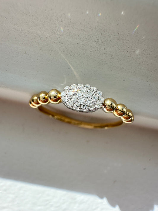 14K Yellow Gold 0.27 CTW Diamond Beaded Ring Band