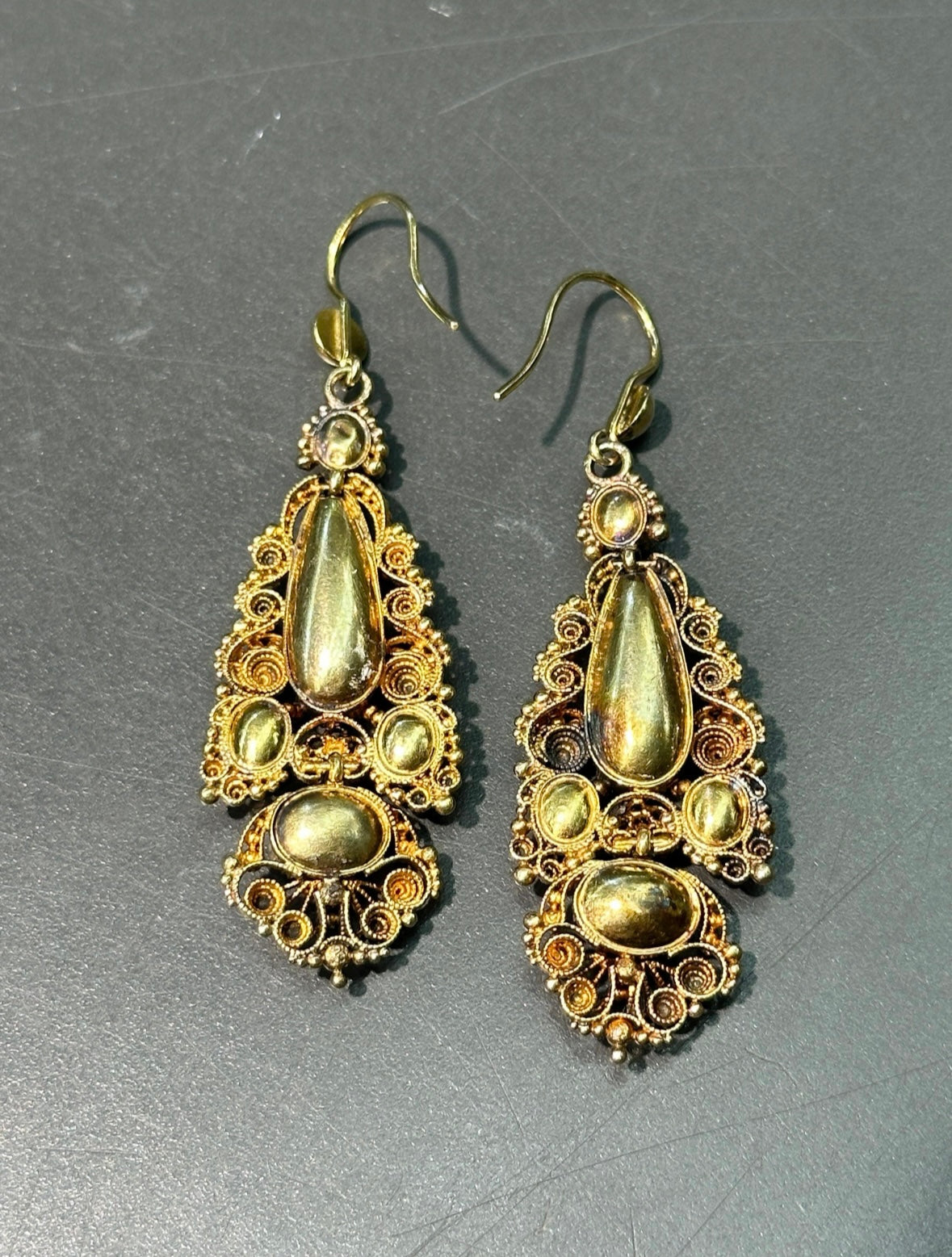 Late Georgian 14K Gold Yellow Topaz Drop Earring