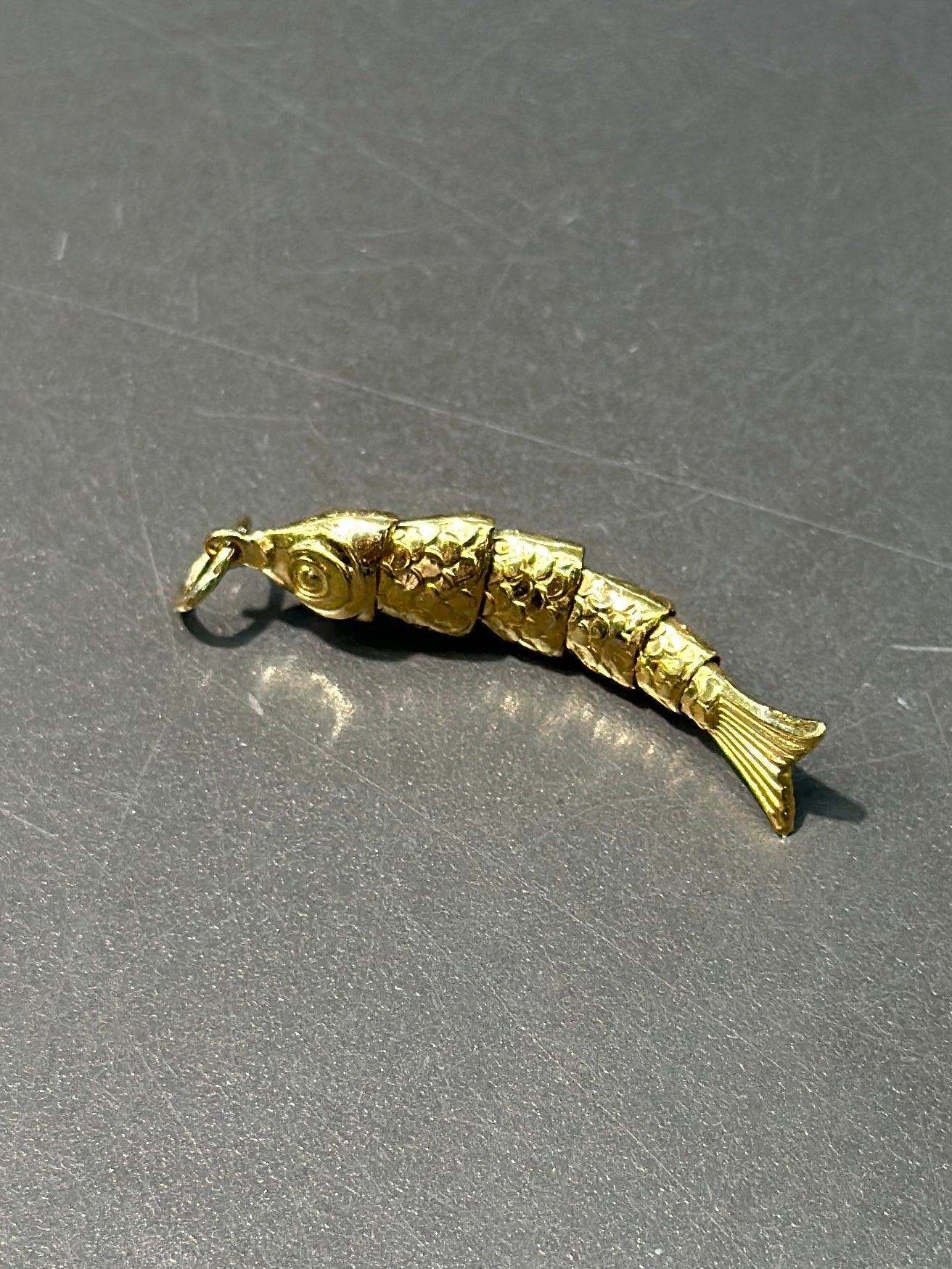 Vintage 18K Gold Articulated Fish Charm