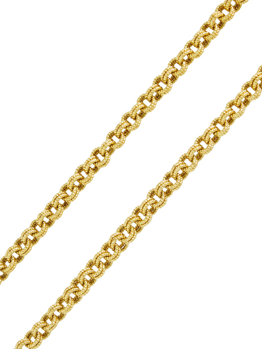 14K Gold 3.5 mm Textured Rollo Necklace